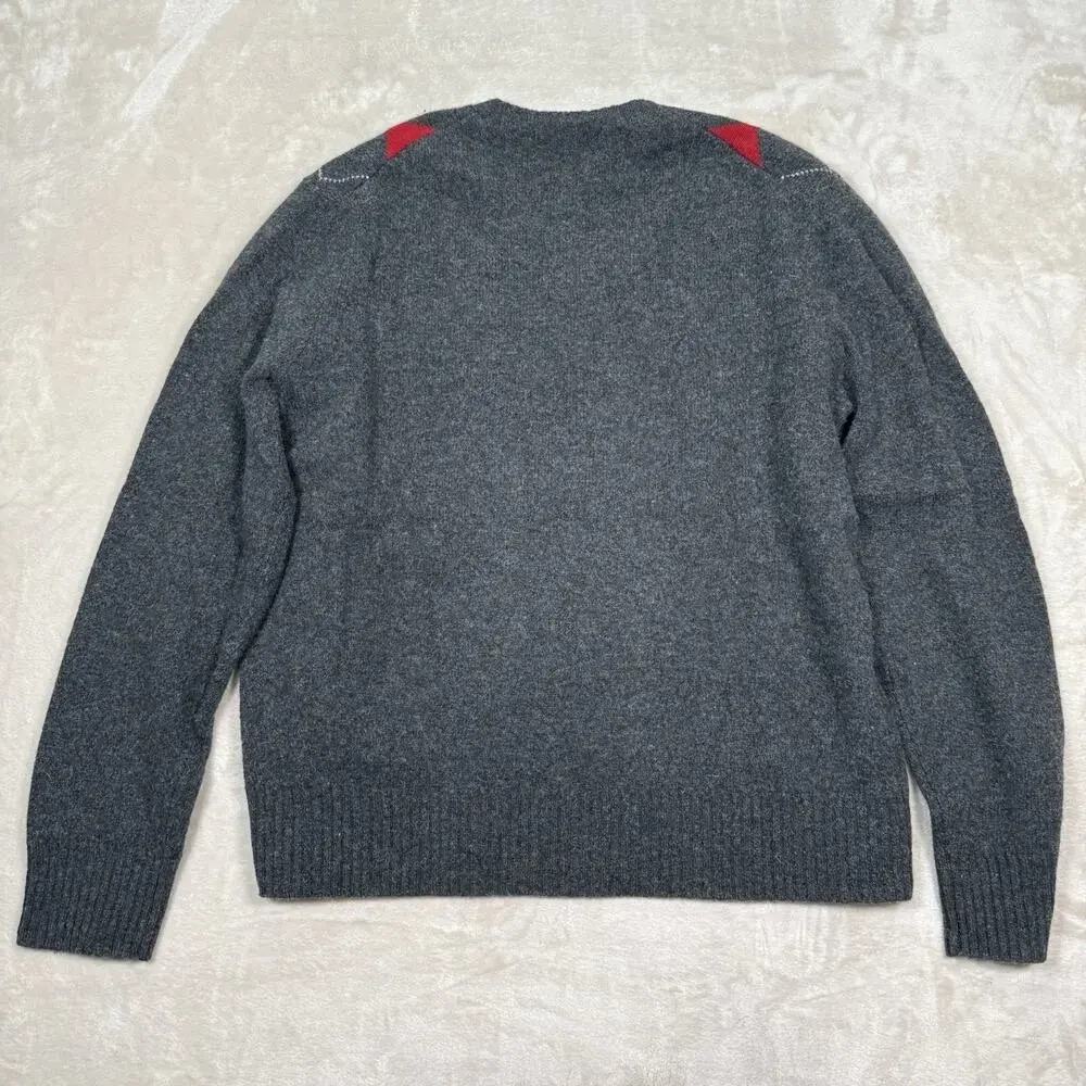 VTG J Crew Argyle Pattern V Neck Lambswool Knit Sweater Men's Size Large Y2K